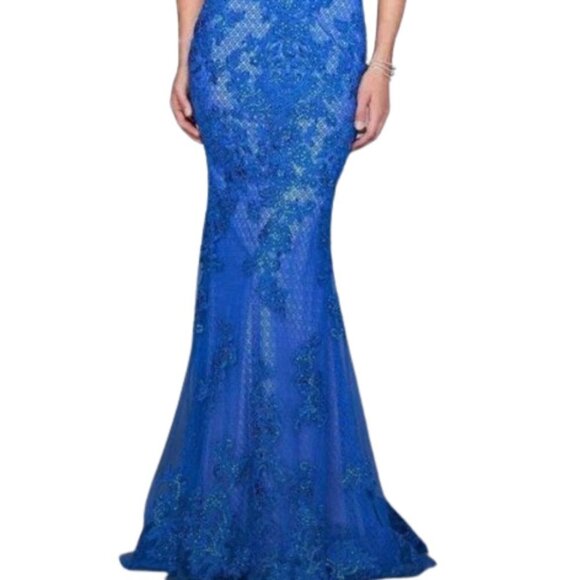 NWT La Femme 24106SC Tulle Prom Dress White Size 00 and 8 - Picture 3 of 7